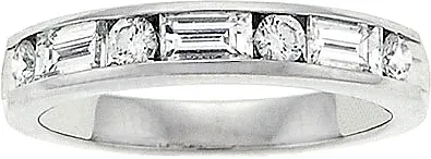 Platinum 3/4 ct. Channel-Set Round & Baguette Diamond Band