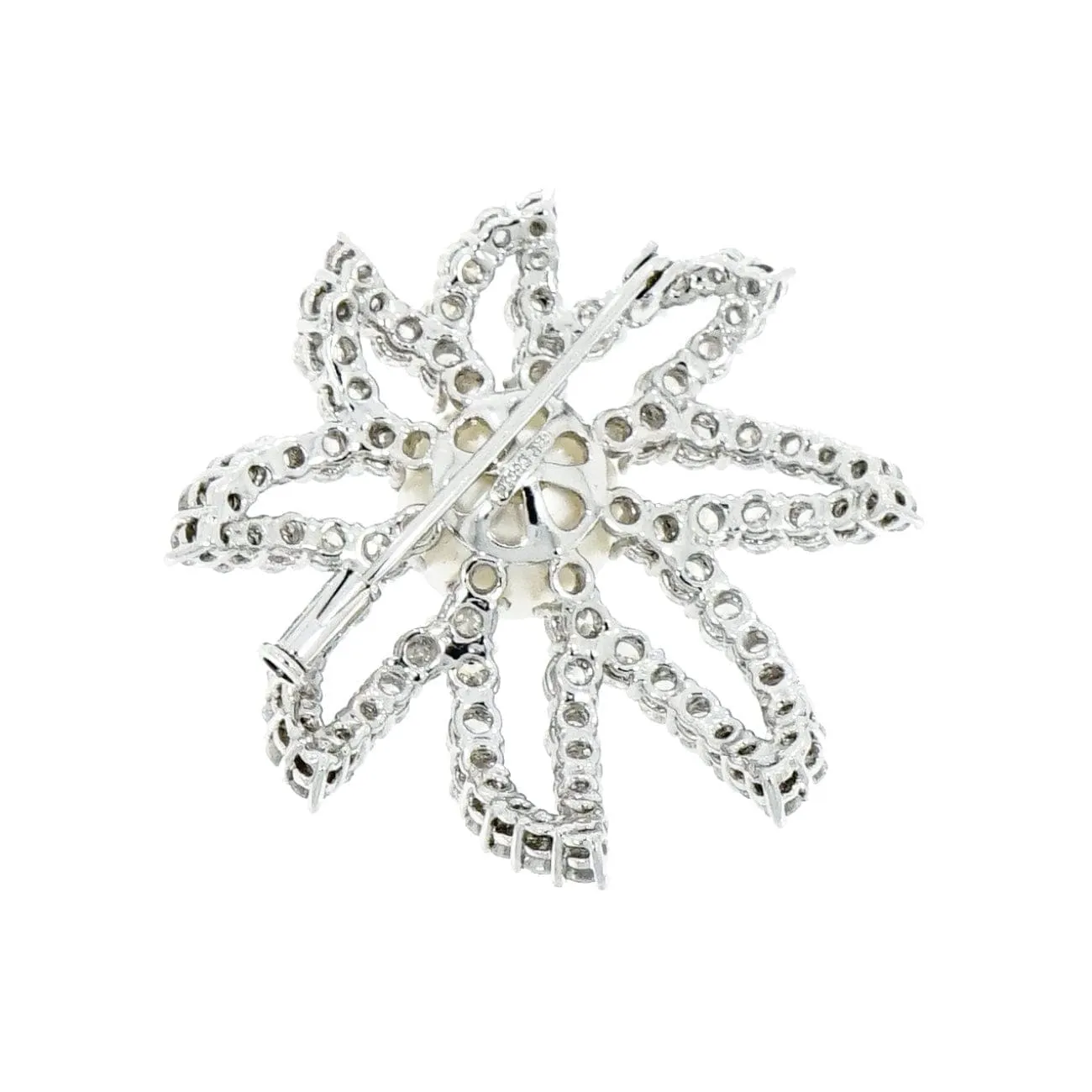 Platinum Diamond & Cultured Pearl Floral Brooch