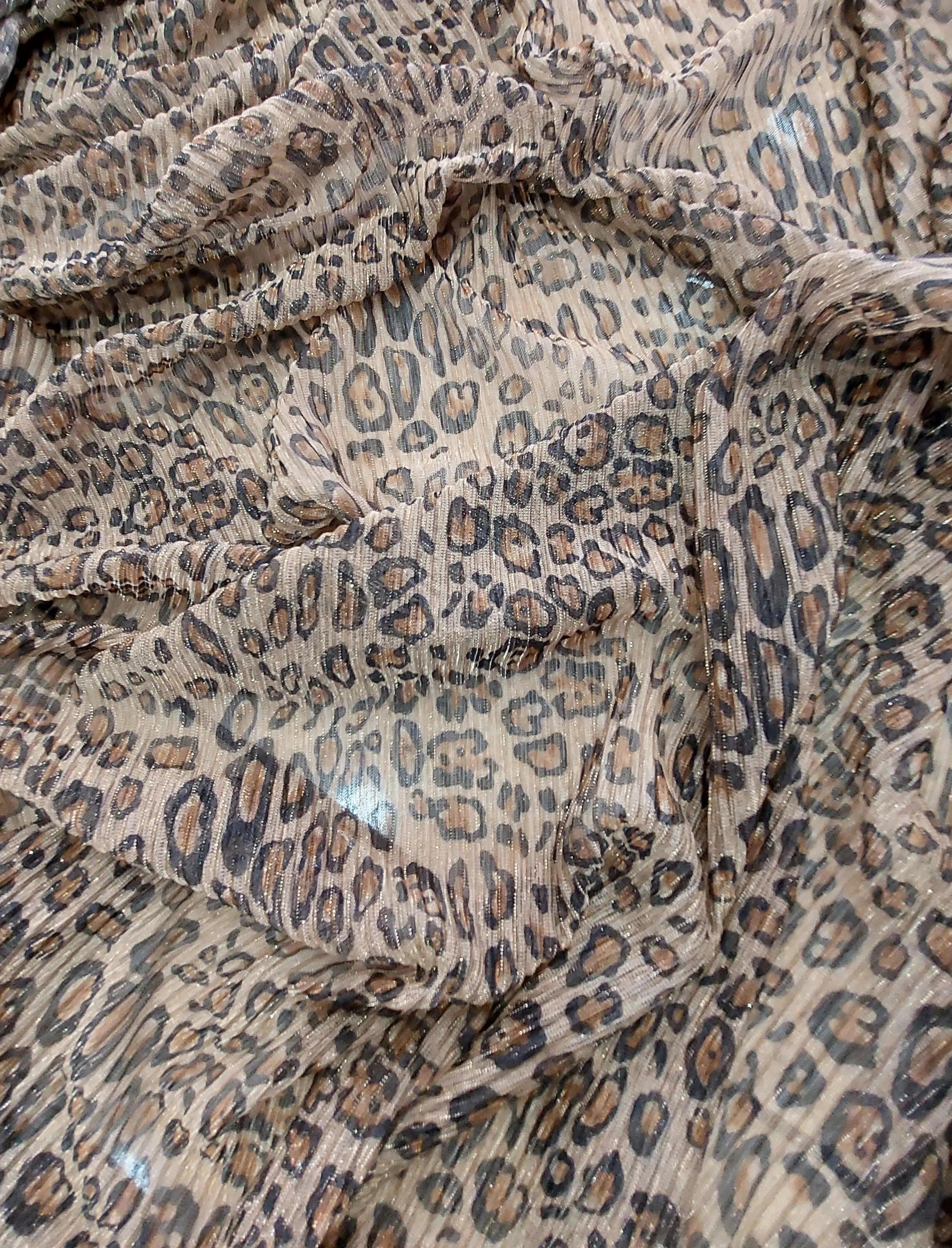 Pleated leopard shimmer chiffon