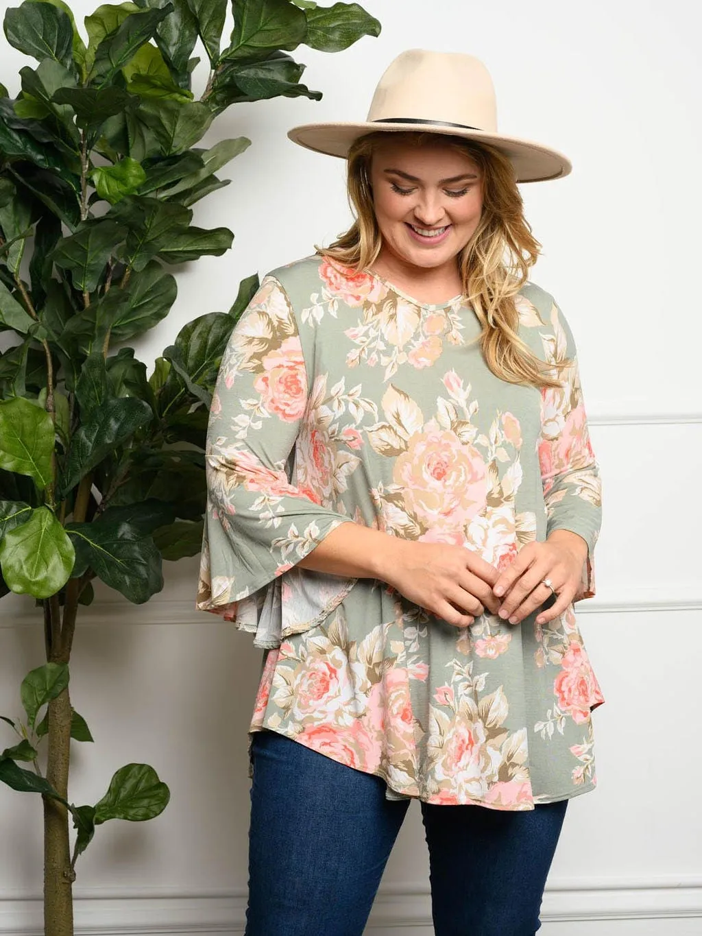 PLUS SIZE FLORAL BABYDOLL  TOP