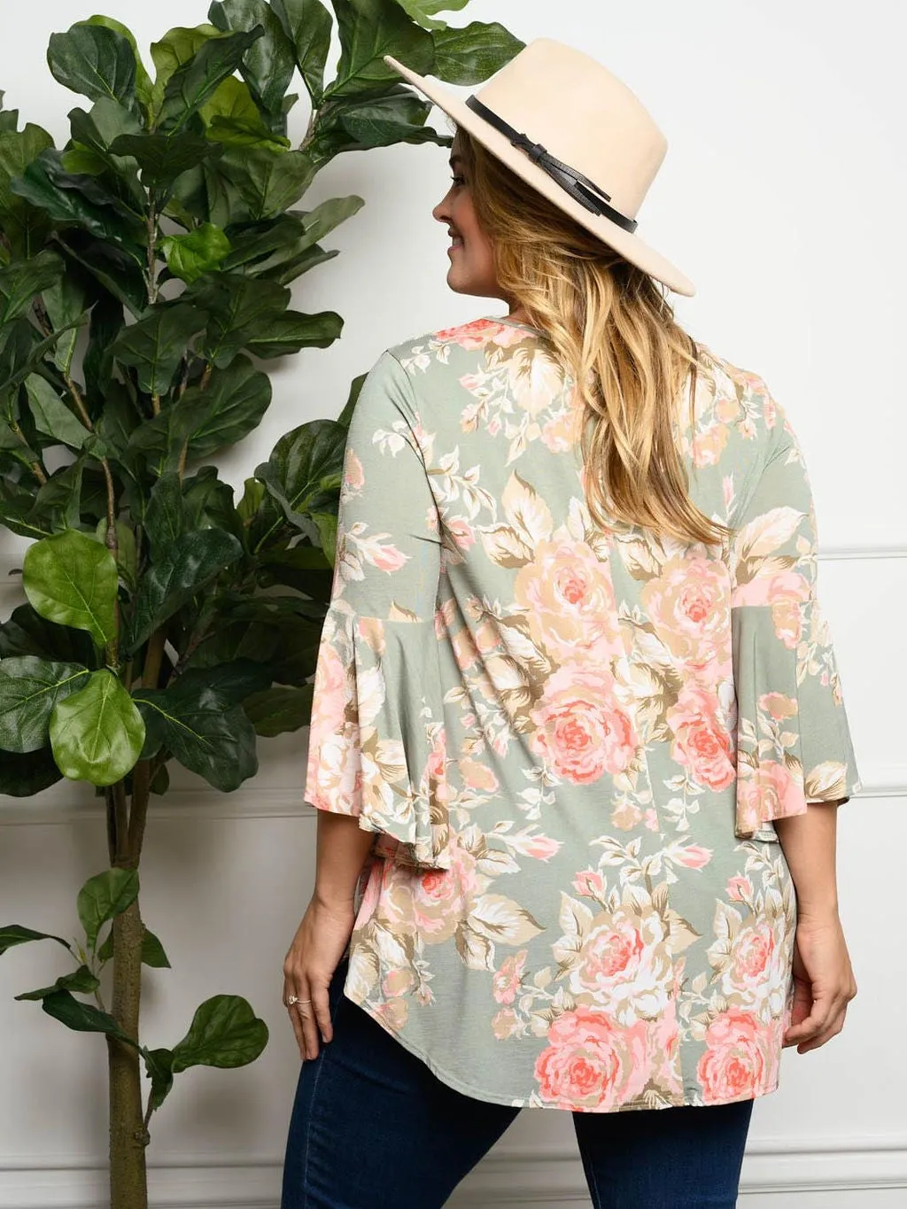 PLUS SIZE FLORAL BABYDOLL  TOP