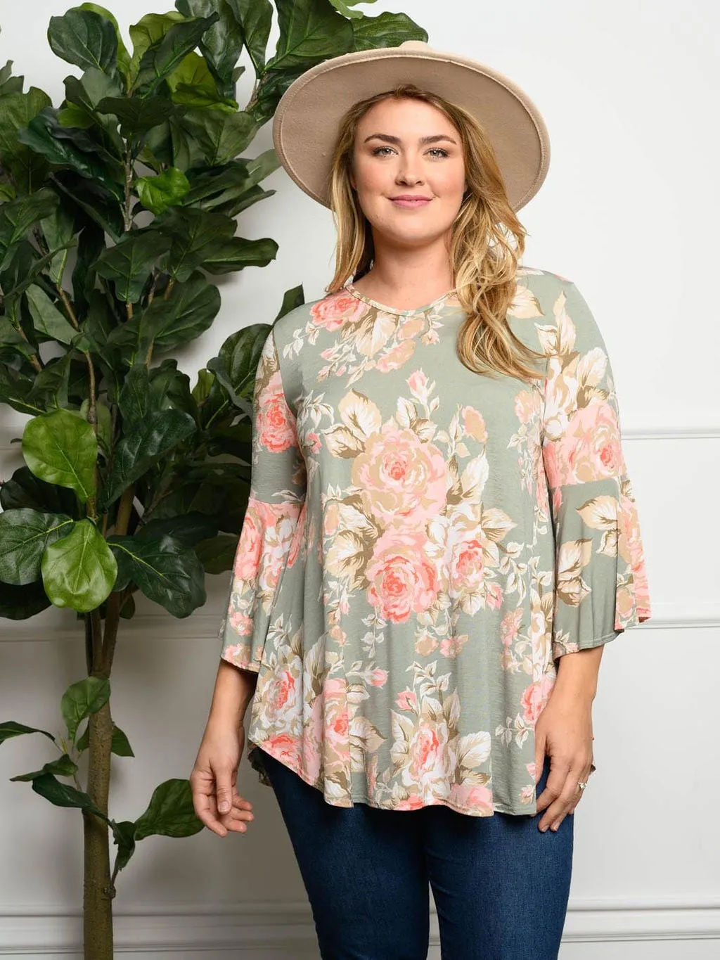PLUS SIZE FLORAL BABYDOLL  TOP