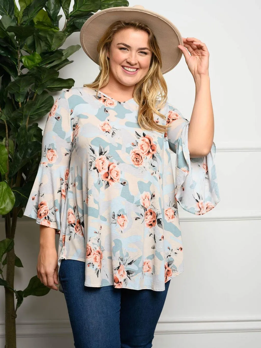 PLUS SIZE FLORAL BABYDOLL  TOP