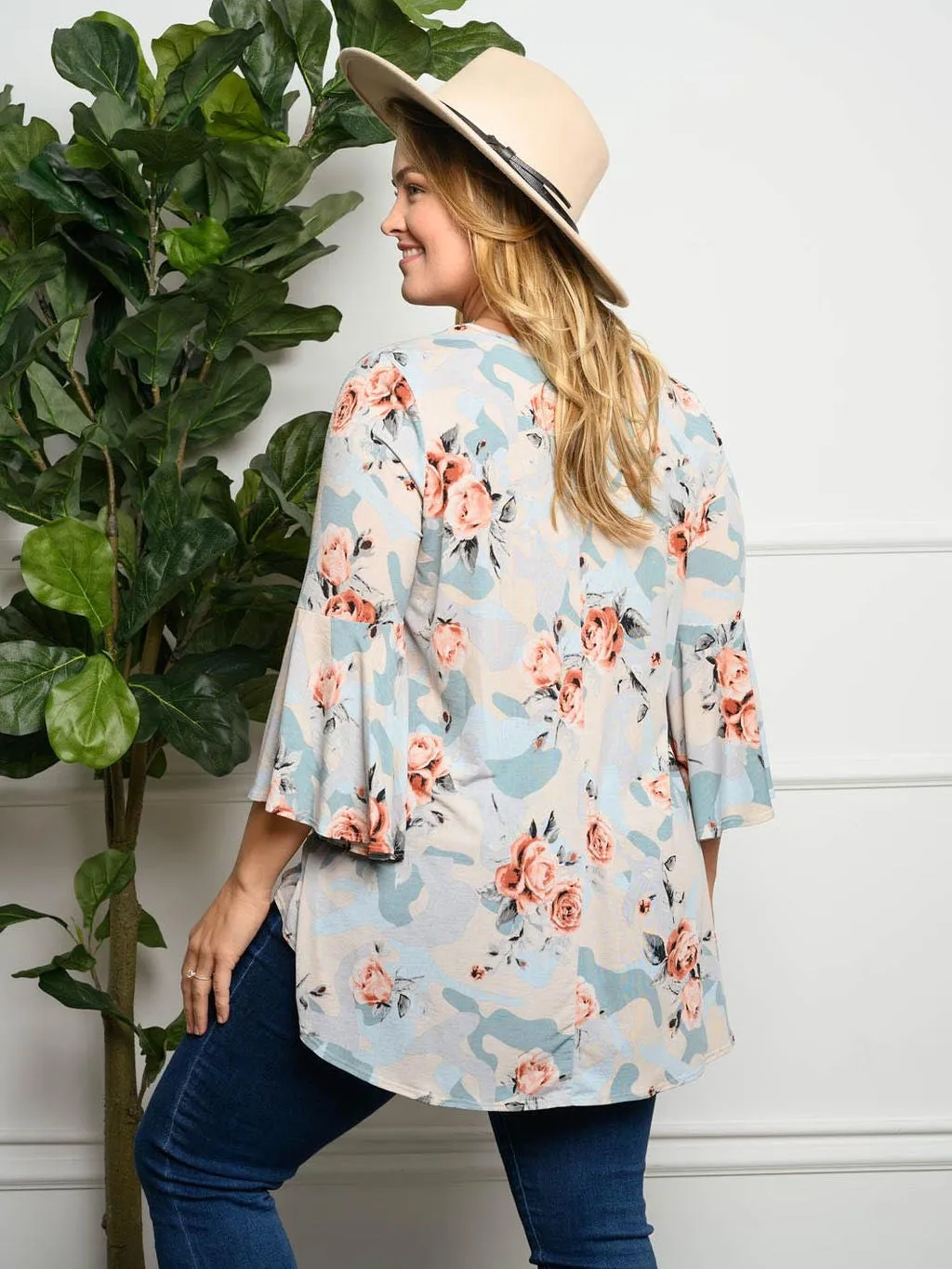 PLUS SIZE FLORAL BABYDOLL  TOP