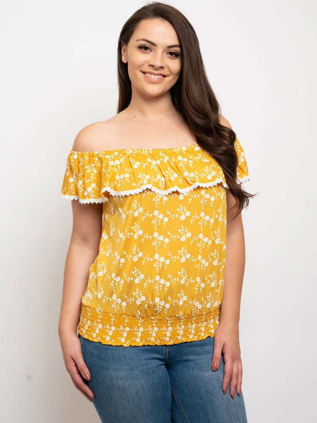 PLUS SIZE RUFFLE SMOCK BOTTOM BAND TOP