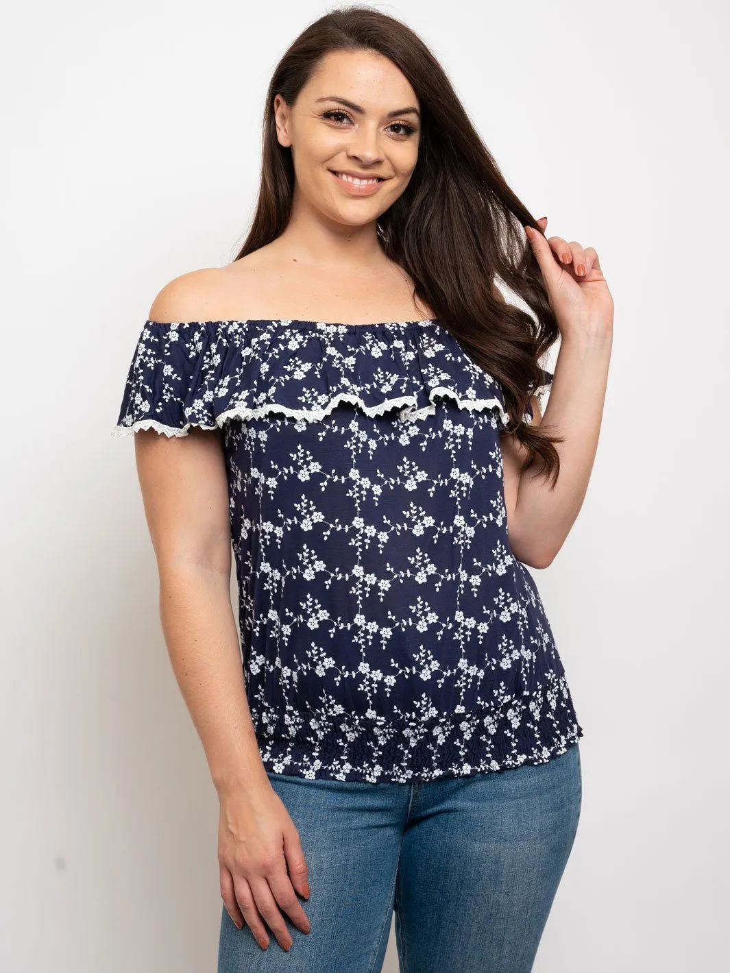 PLUS SIZE RUFFLE SMOCK BOTTOM BAND TOP