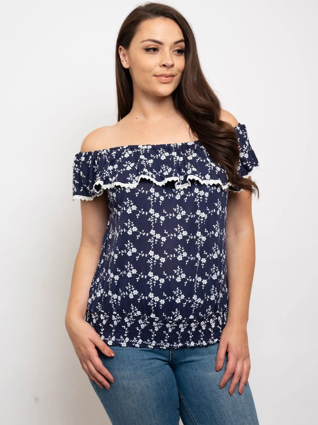 PLUS SIZE RUFFLE SMOCK BOTTOM BAND TOP