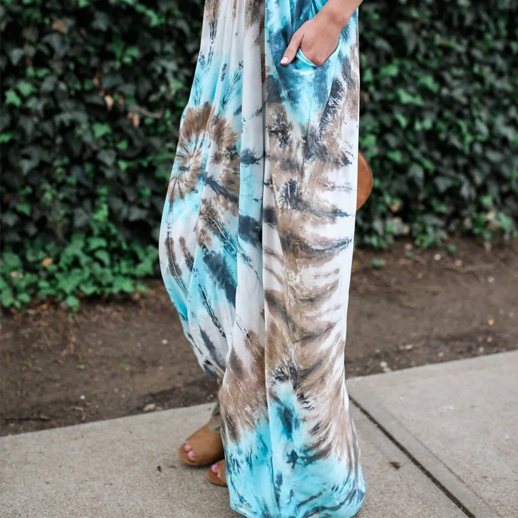Pocket Printed Sling Dress Maxi Dress