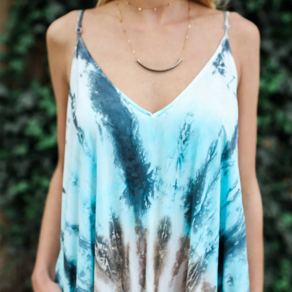 Pocket Printed Sling Dress Maxi Dress