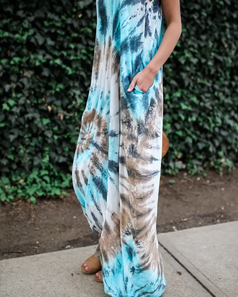Pocket Printed Sling Dress Maxi Dress