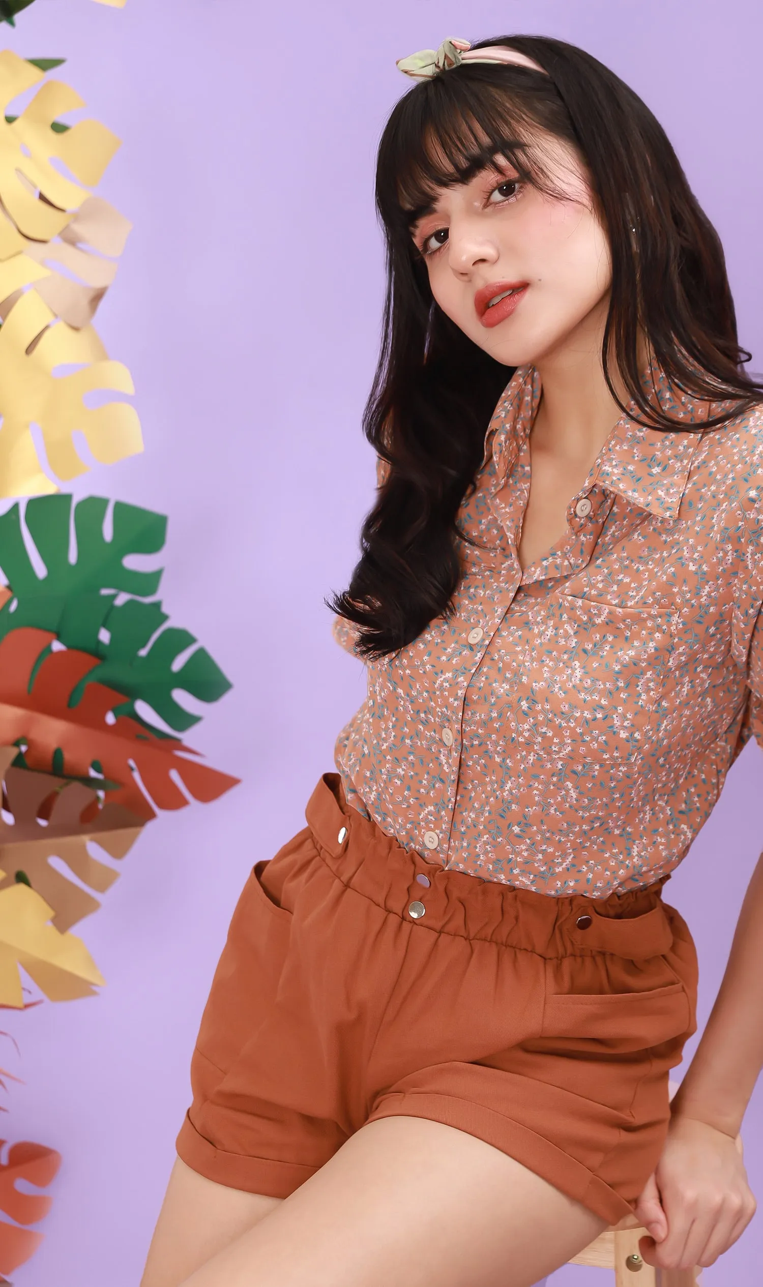PORTIA Floral Collar Shirt (Nude)