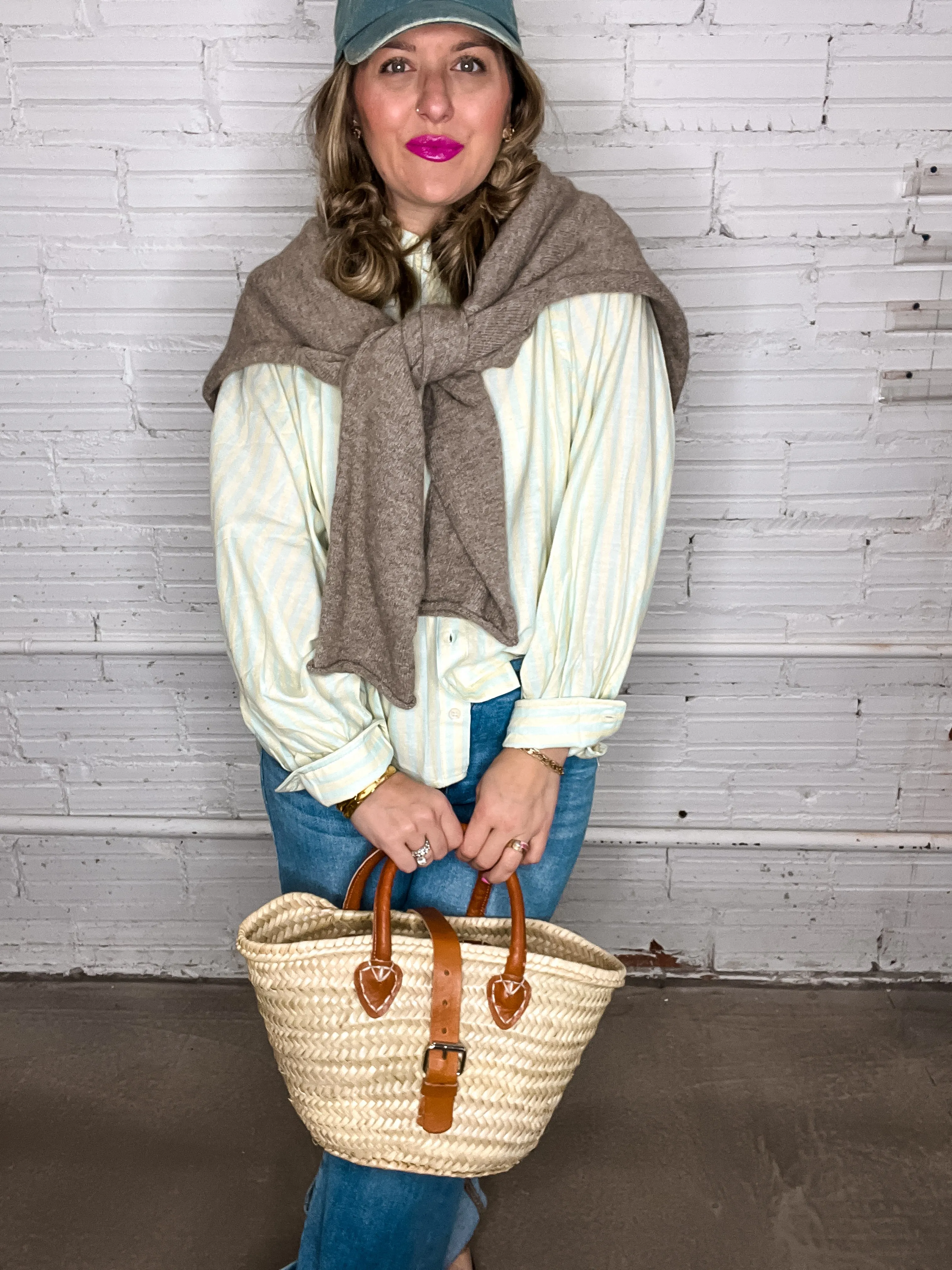 Preppy Girl Striped Button Down Top - Mint   Blue