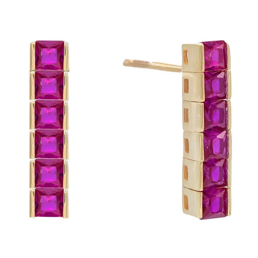 Princess Cut Drop Stud Earring