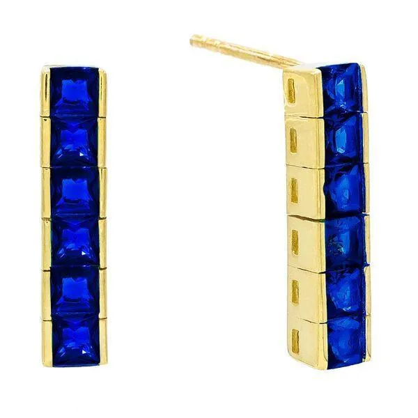 Princess Cut Drop Stud Earring