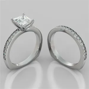 Princess Cut Euro Style Wedding Set With Accents