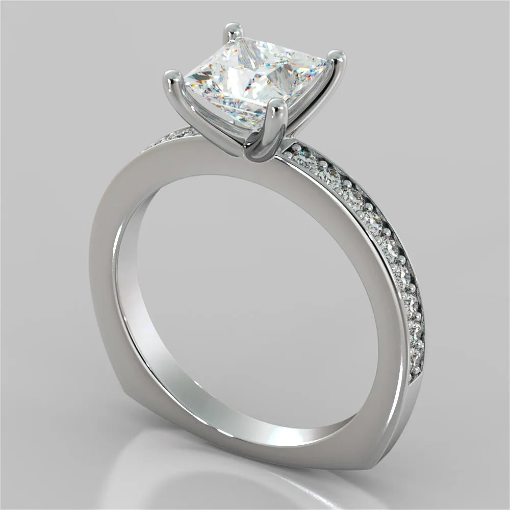 Princess Cut Euro Style Wedding Set With Accents