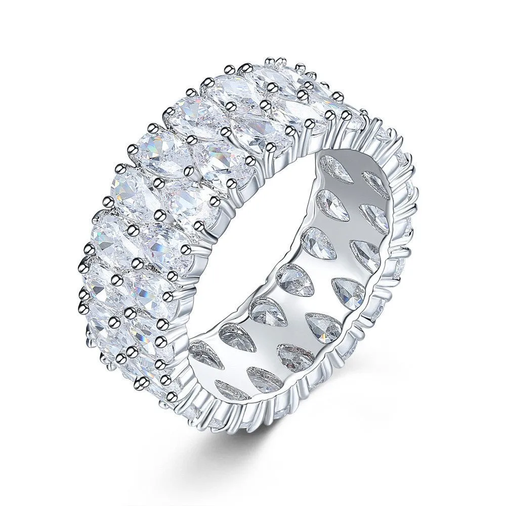 Princess Shiny Gemstone Ring Silver Women's Engagement Vintage Wedding Jewelry