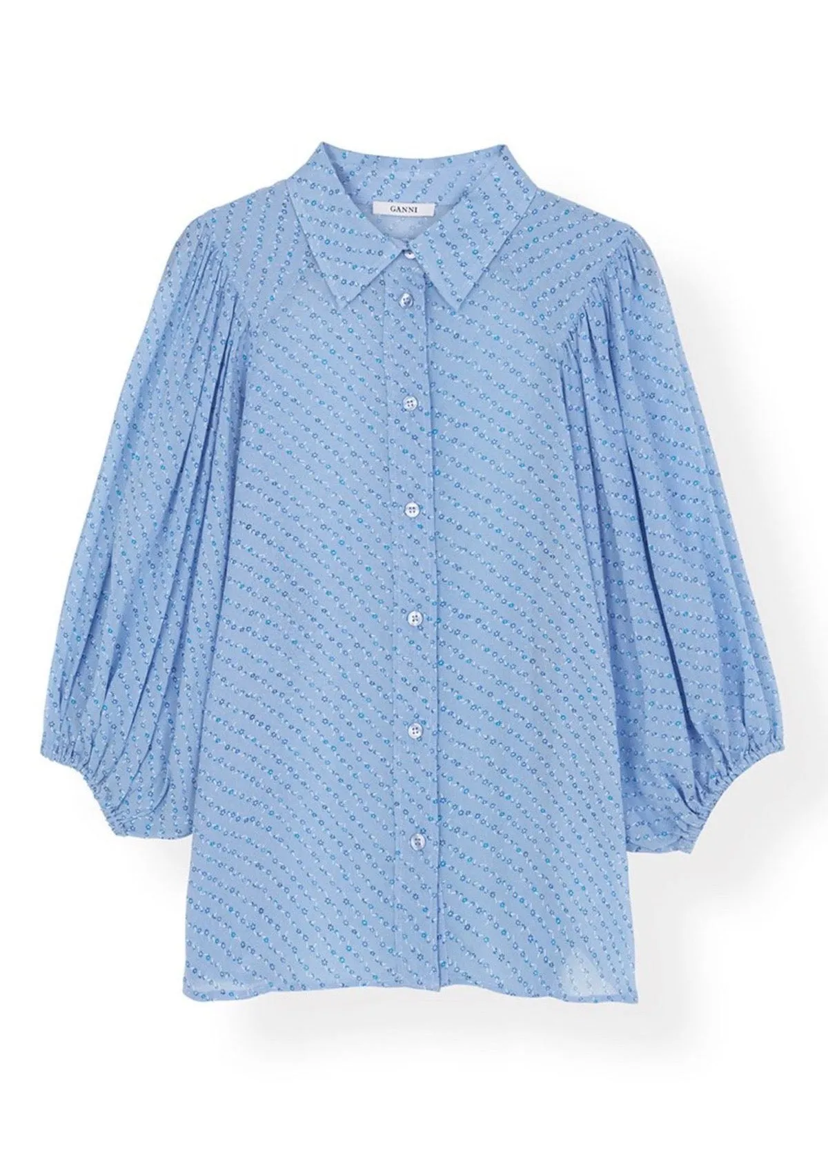 Printed Georgette Blouse (Forever Blue)