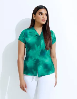 Printed Shirt Blouse with Button Down