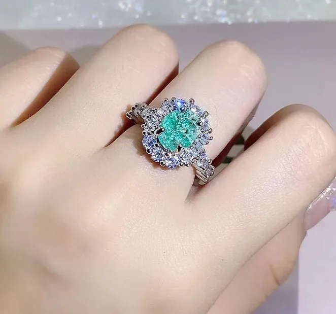 Promise Ring | Engagement Ring | Wedding Ring | Womens Promise Ring |  Aquamarine Engagement Ring | Blue Diamond Ring | Tourmaline Ring