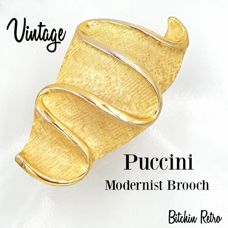 Puccini Vintage Modernist Brooch with Abstract Design