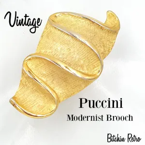 Puccini Vintage Modernist Brooch with Abstract Design