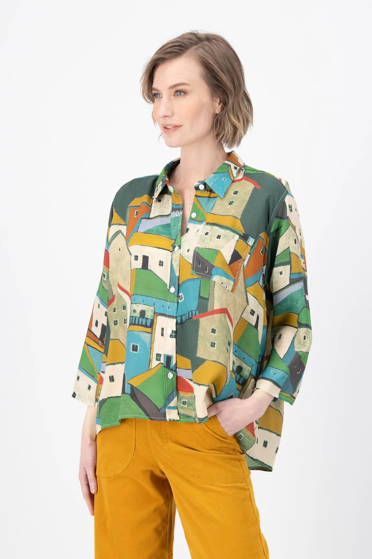 Pueblito Shirt Green in Viscose