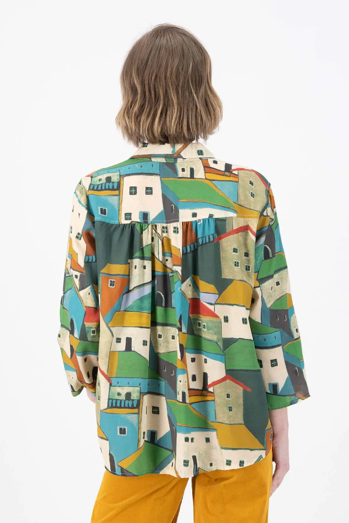 Pueblito Shirt Green in Viscose