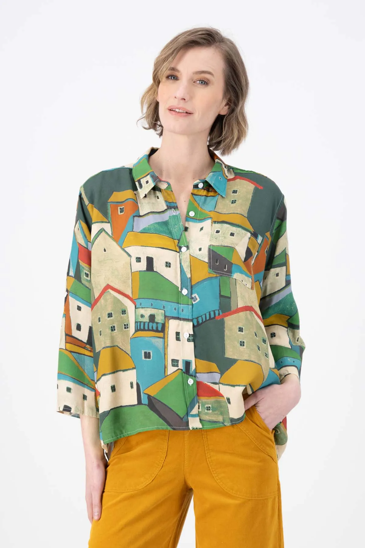 Pueblito Shirt Green in Viscose