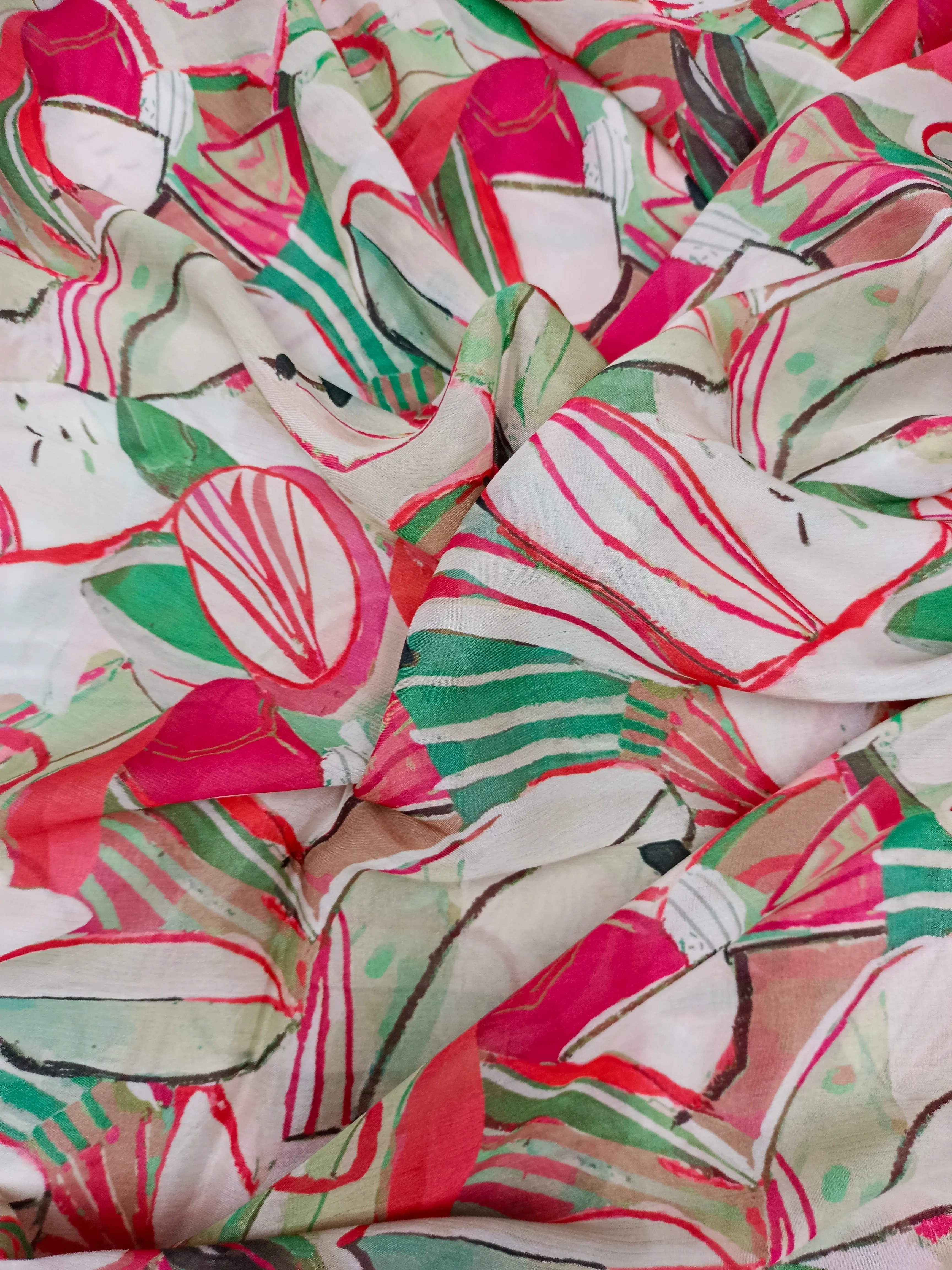 Pure Crushed Chiffon Chinon Digital Printed Fabric