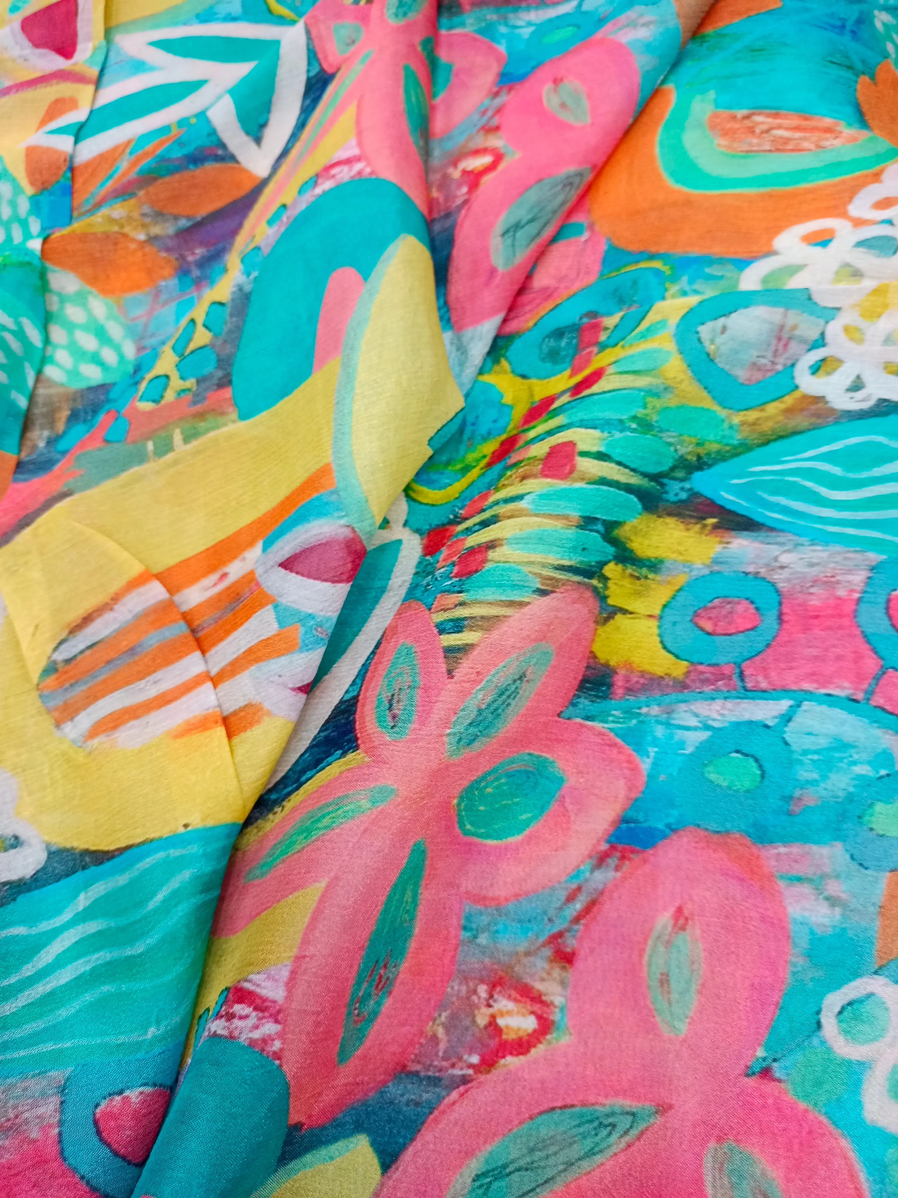 Pure Crushed Chiffon Chinon Digital Printed Fabric