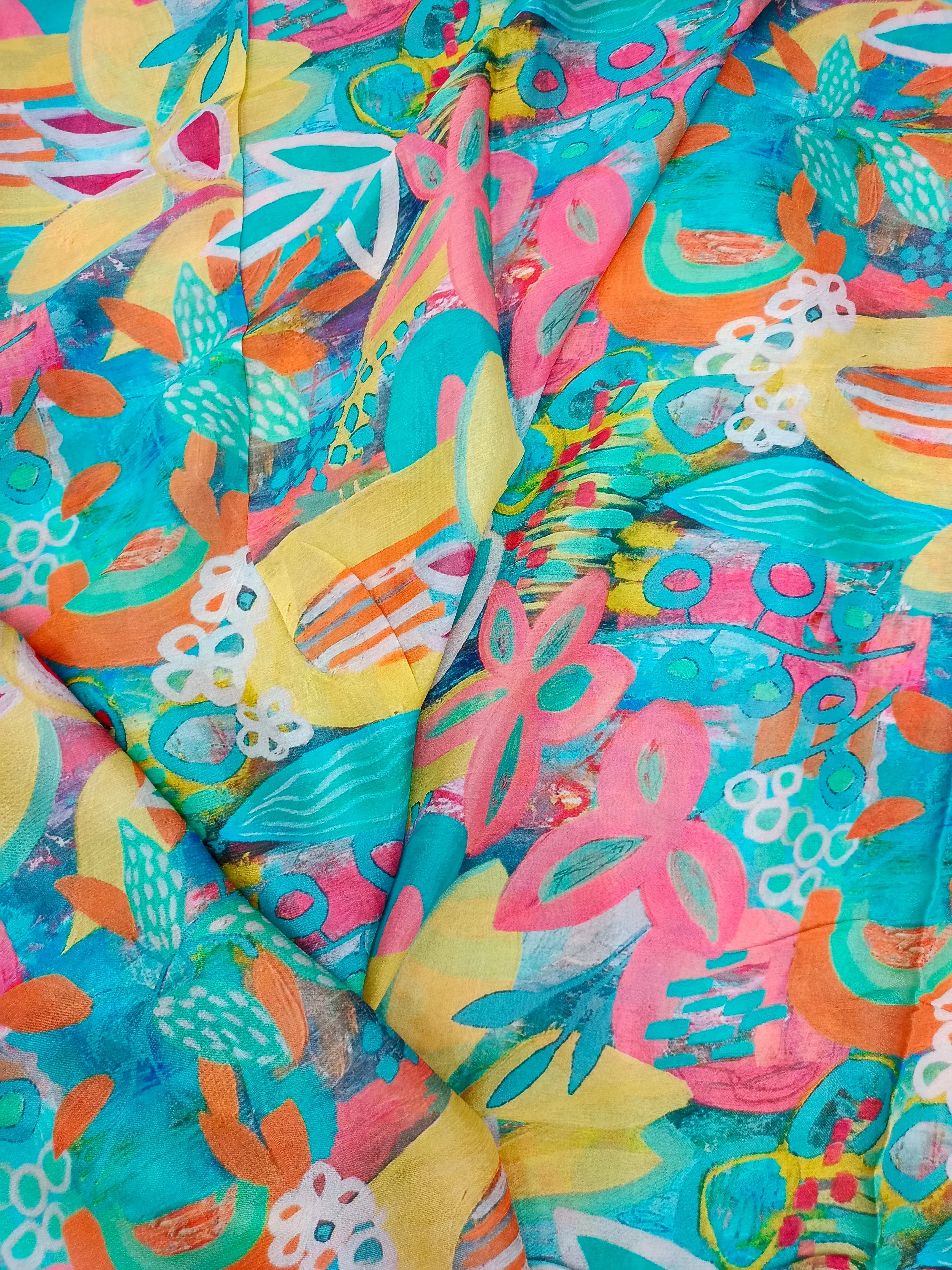 Pure Crushed Chiffon Chinon Digital Printed Fabric