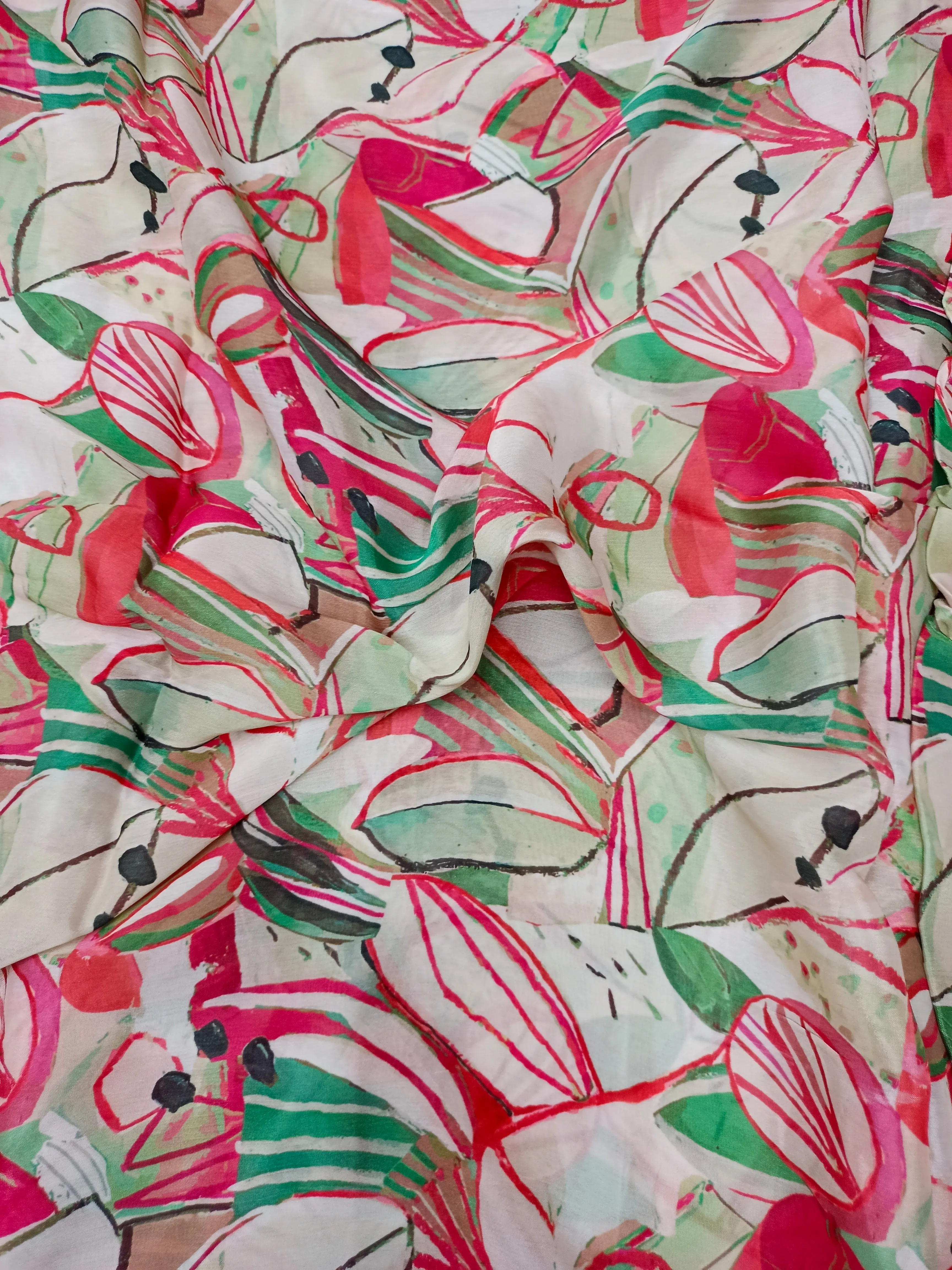 Pure Crushed Chiffon Chinon Digital Printed Fabric