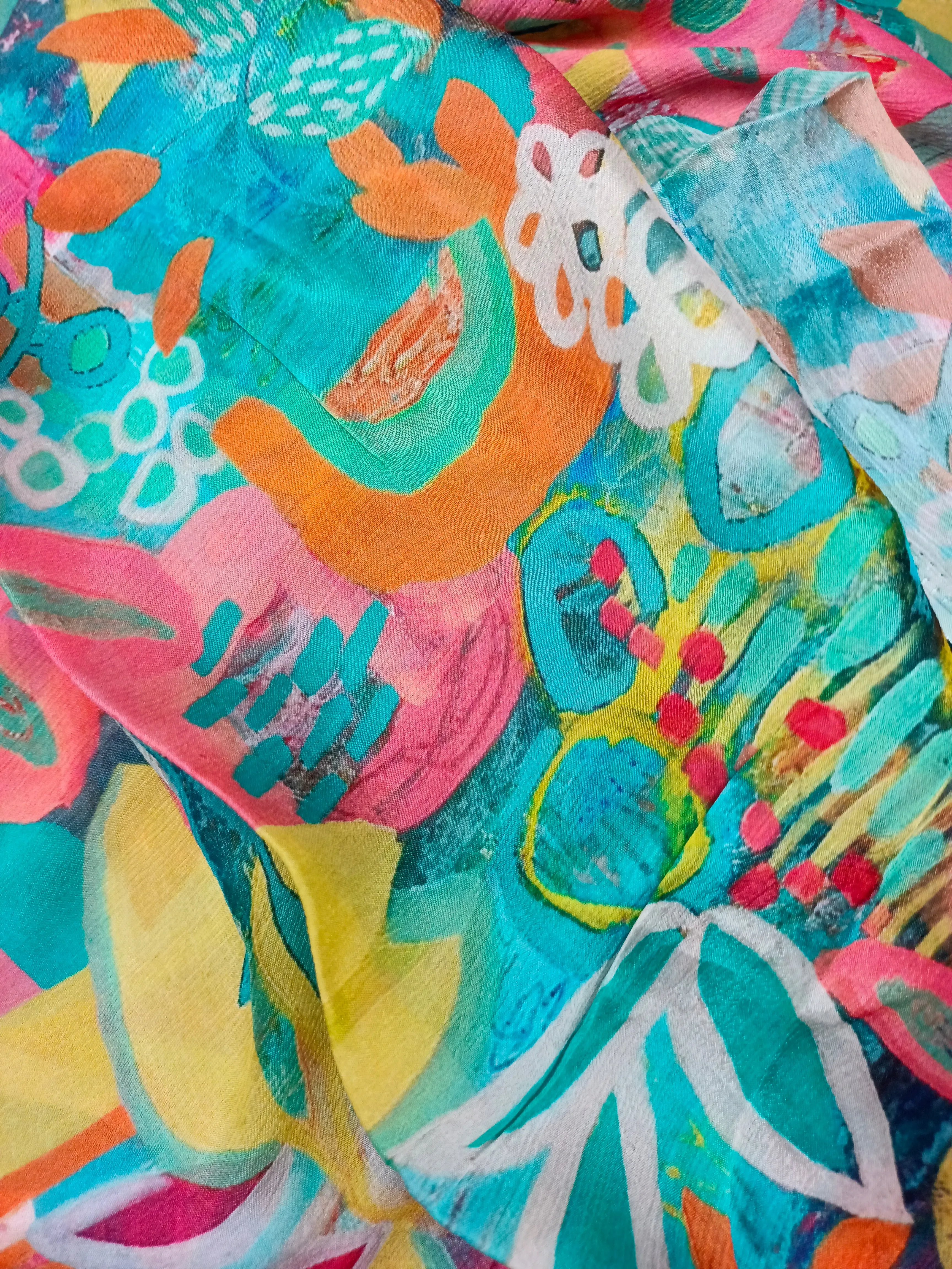 Pure Crushed Chiffon Chinon Digital Printed Fabric