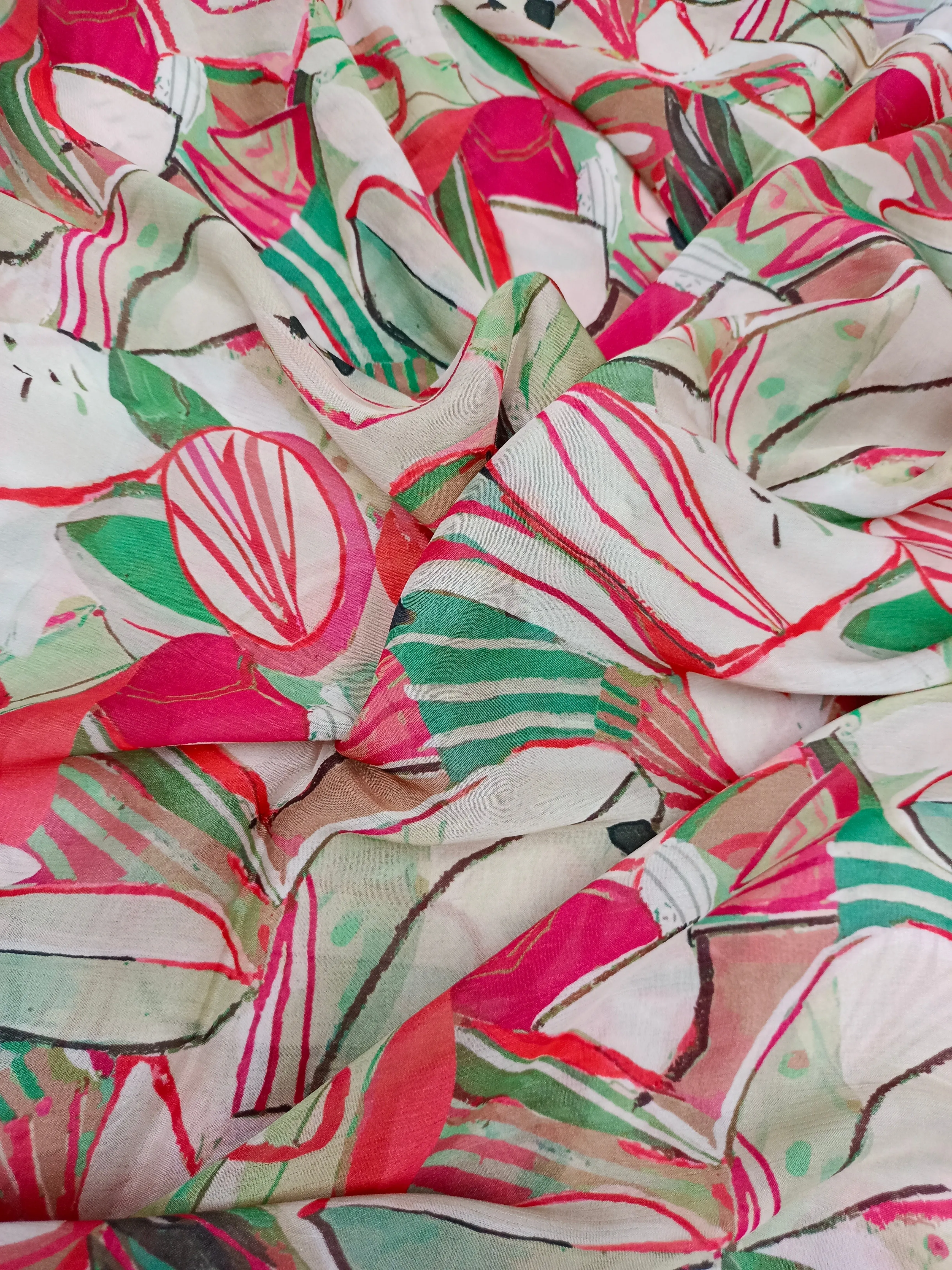 Pure Crushed Chiffon Chinon Digital Printed Fabric