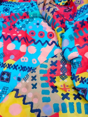 Pure Crushed Chiffon Chinon Digital Printed Fabric