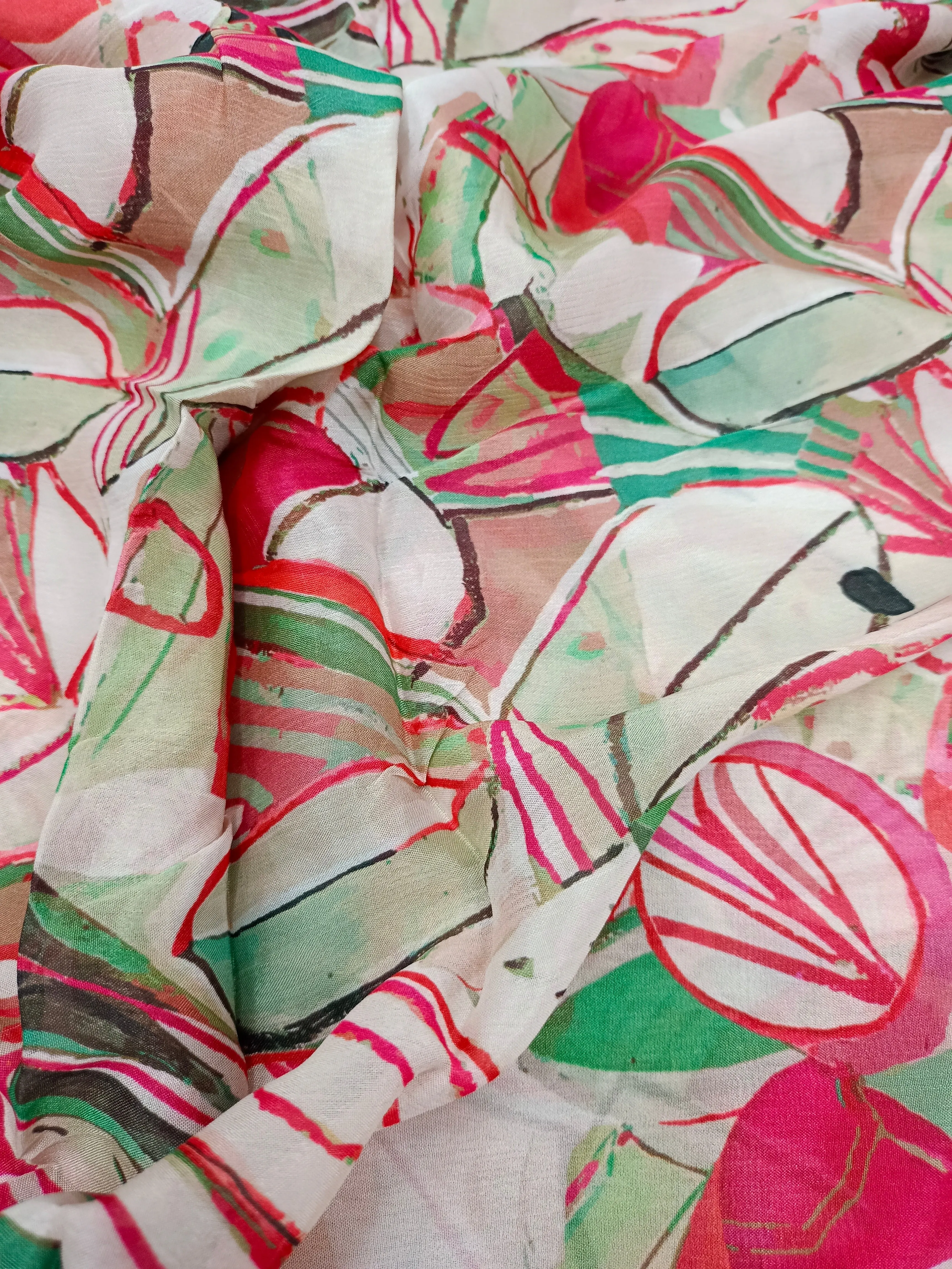 Pure Crushed Chiffon Chinon Digital Printed Fabric