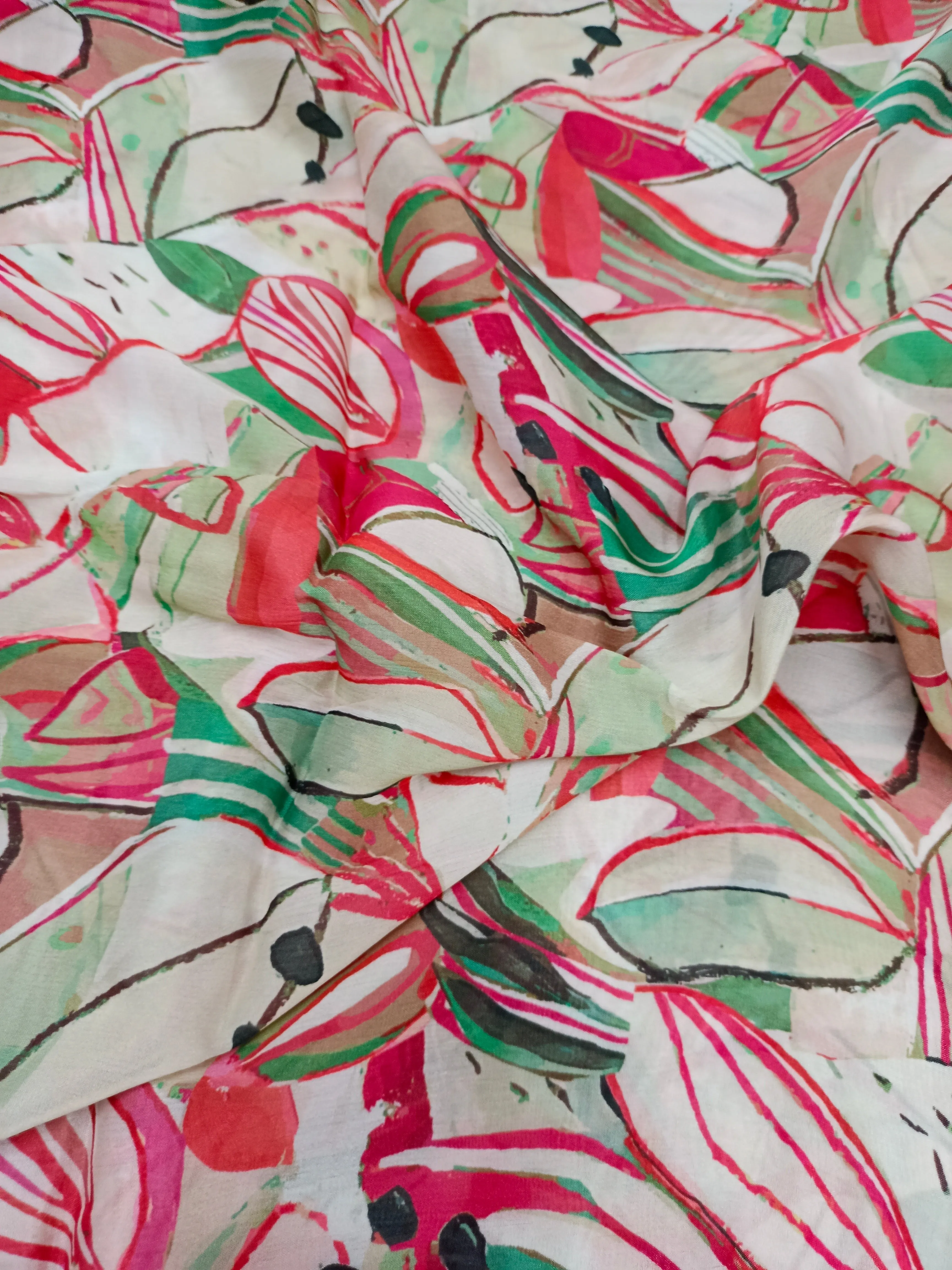 Pure Crushed Chiffon Chinon Digital Printed Fabric