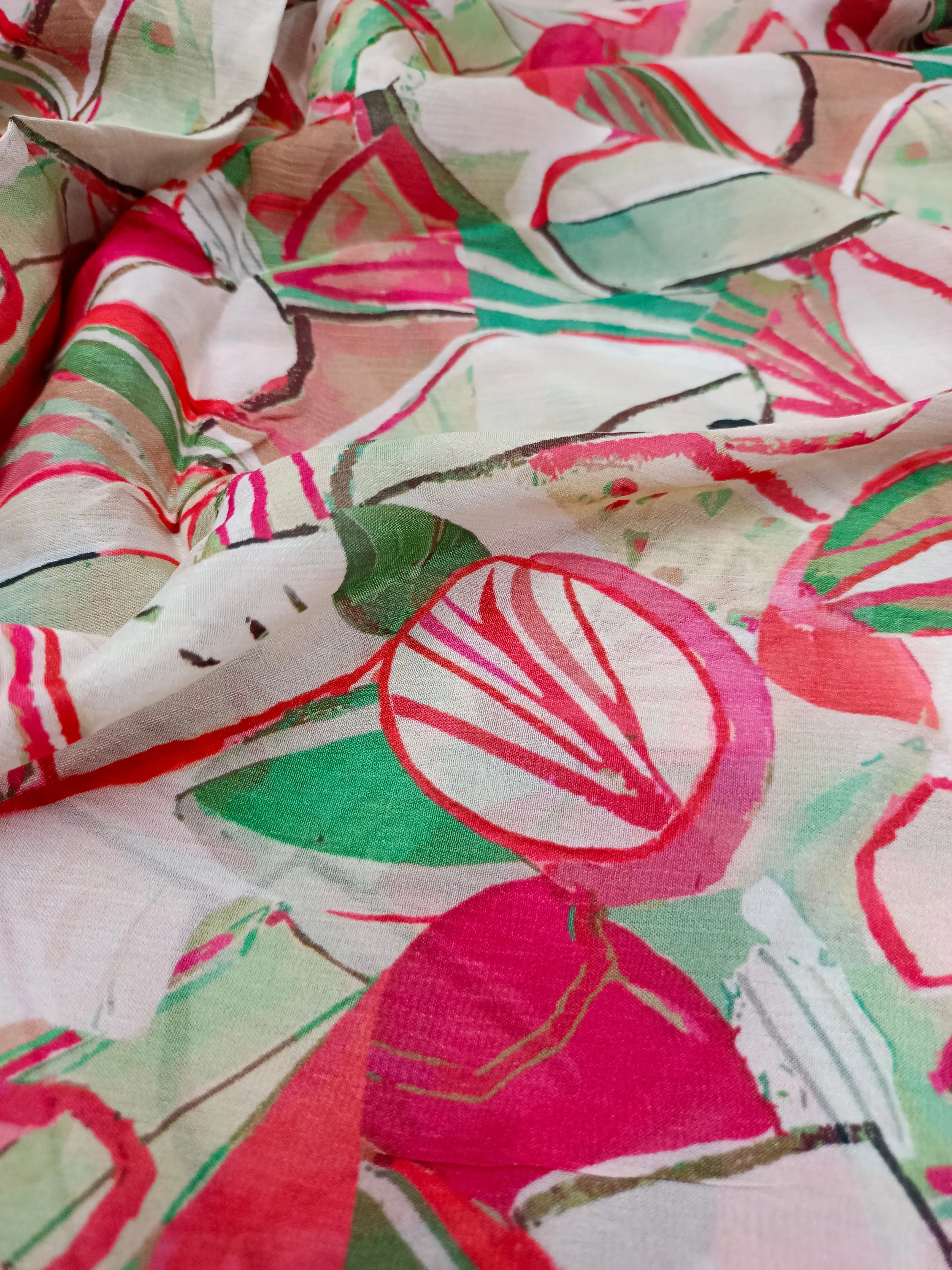 Pure Crushed Chiffon Chinon Digital Printed Fabric