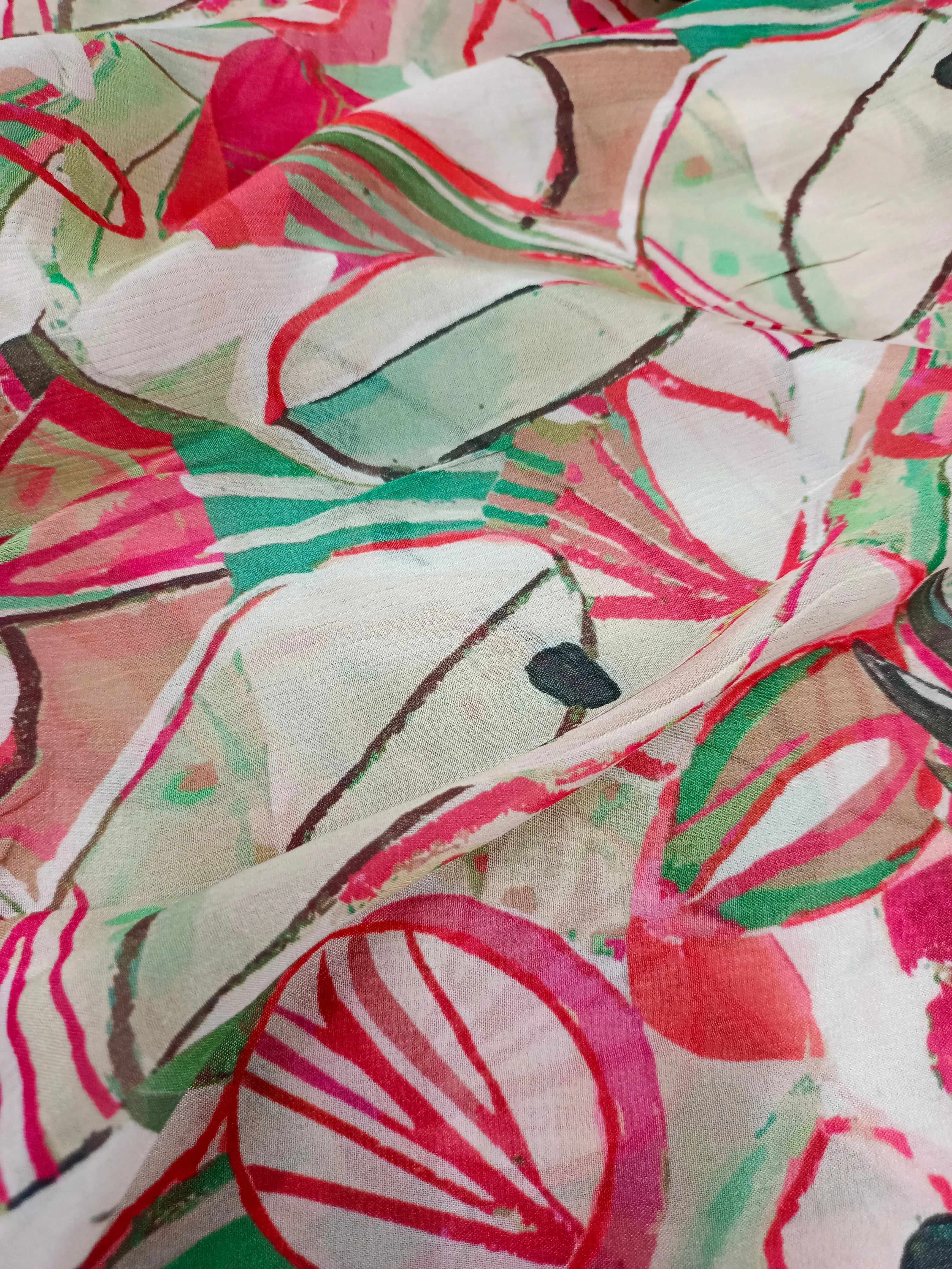 Pure Crushed Chiffon Chinon Digital Printed Fabric