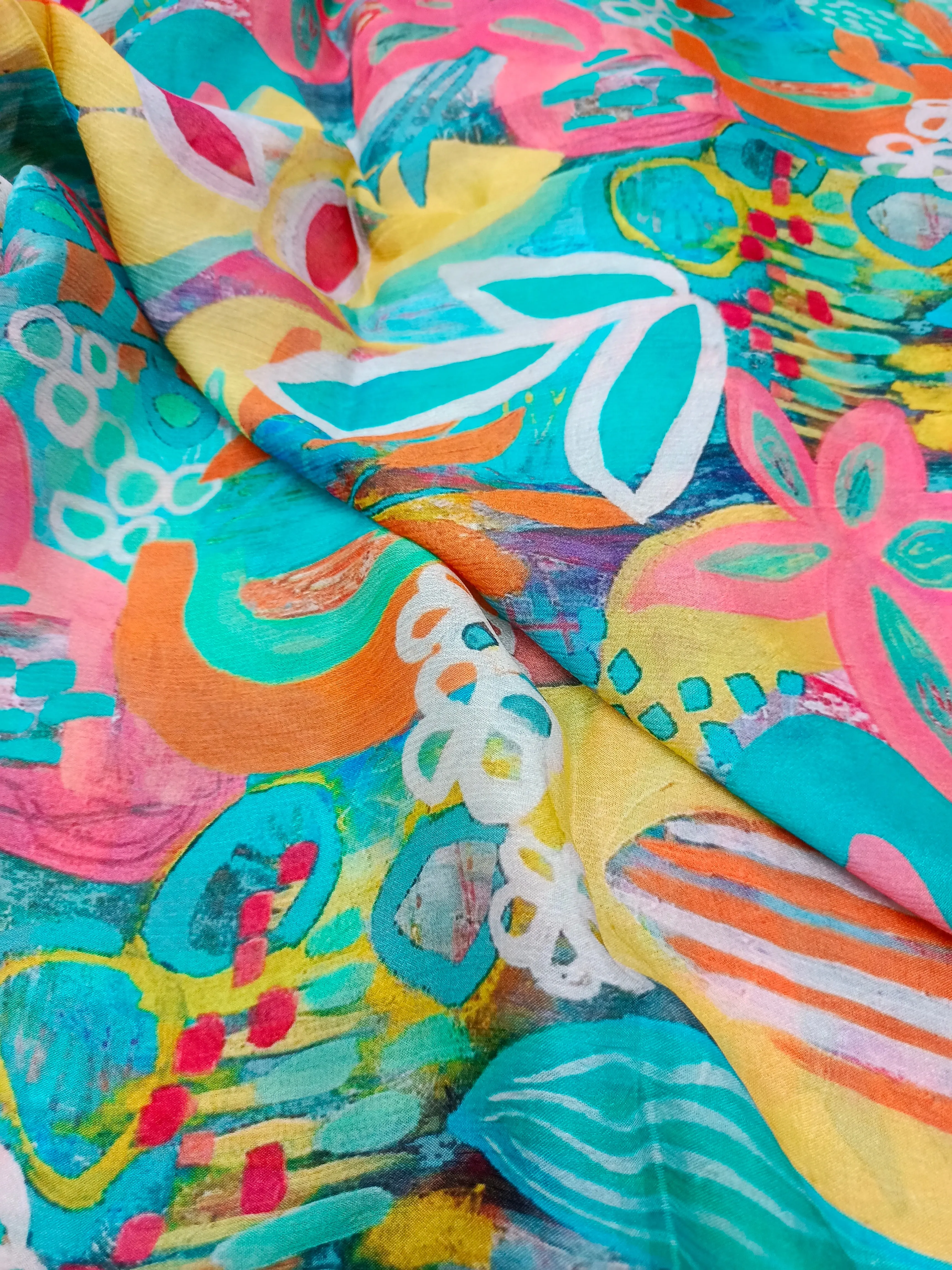 Pure Crushed Chiffon Chinon Digital Printed Fabric