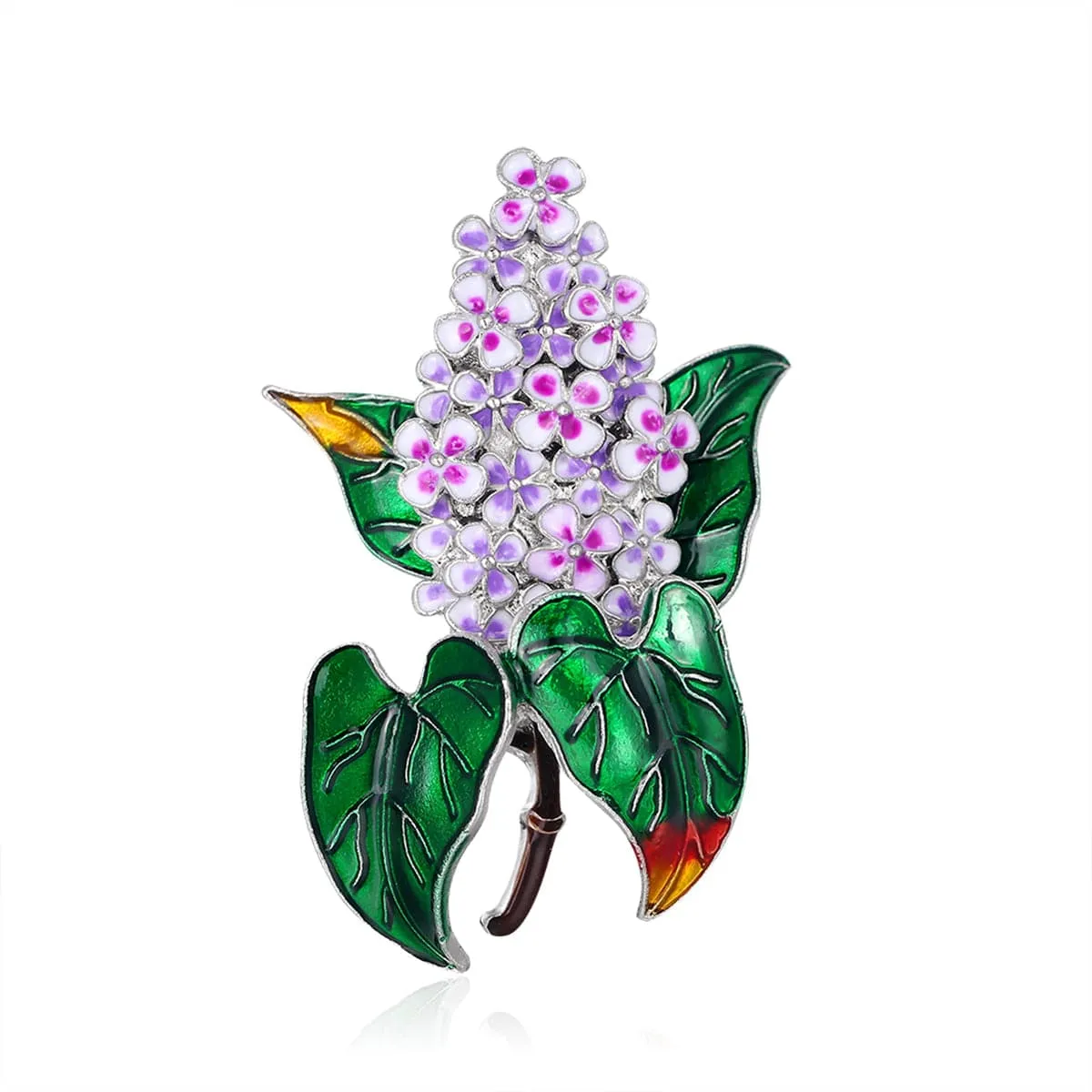 Purple & Silver-Plated Flower Brooch