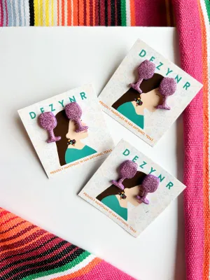 Purple Glitter wine studs