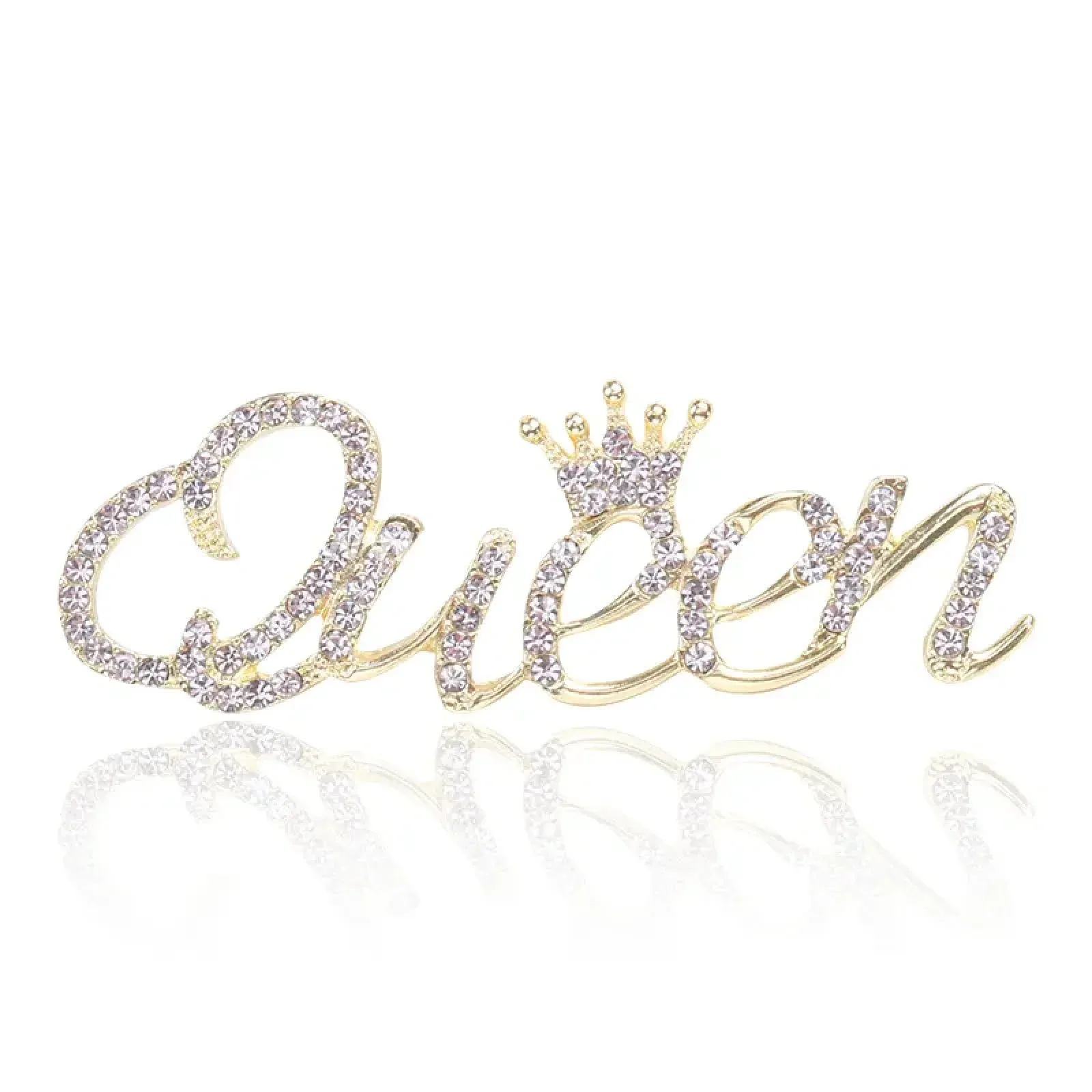 Queen Crown Brooch Pins Shiny Crystal Crown Brooch Pin Rhinestone Queen Letter Brooches Pin Fashion Elegant Crown Shape Princess Brooches Dress Sweater Coat Lapel Pin Accessories