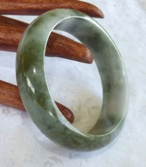 "Clouds over Earth" Genuine Grade A Jadeite Jade Bangle 58.5mm   Certificate  (735)
