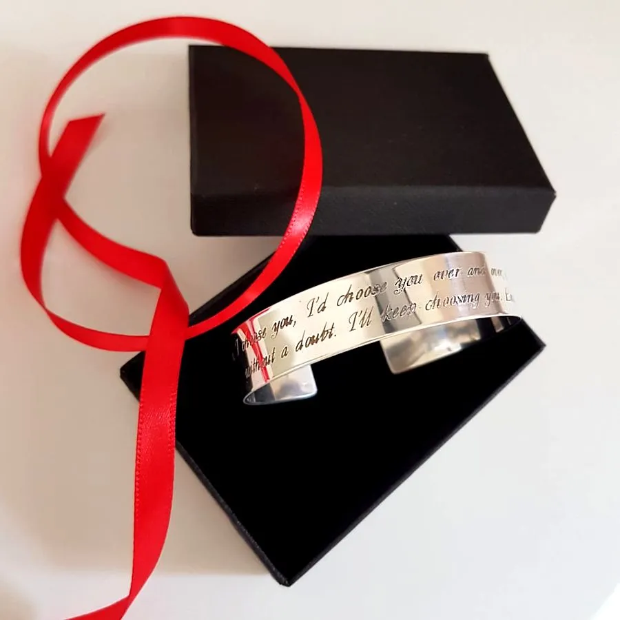 Quote bracelet - Engraved Cuff for Him