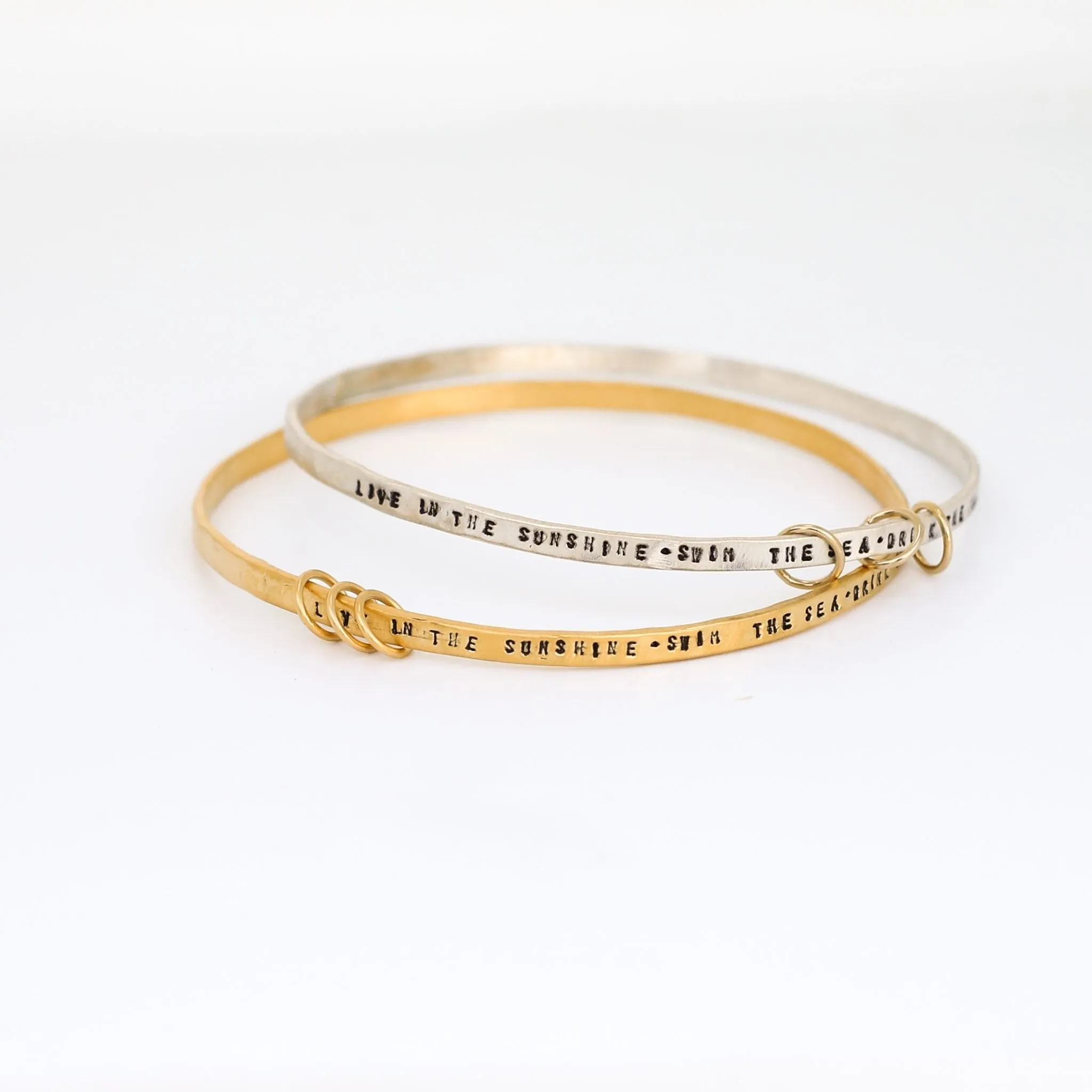 "Live in the sunshine, swim the sea, drink the wild air" Ralph Waldo Emerson Quote Bangle