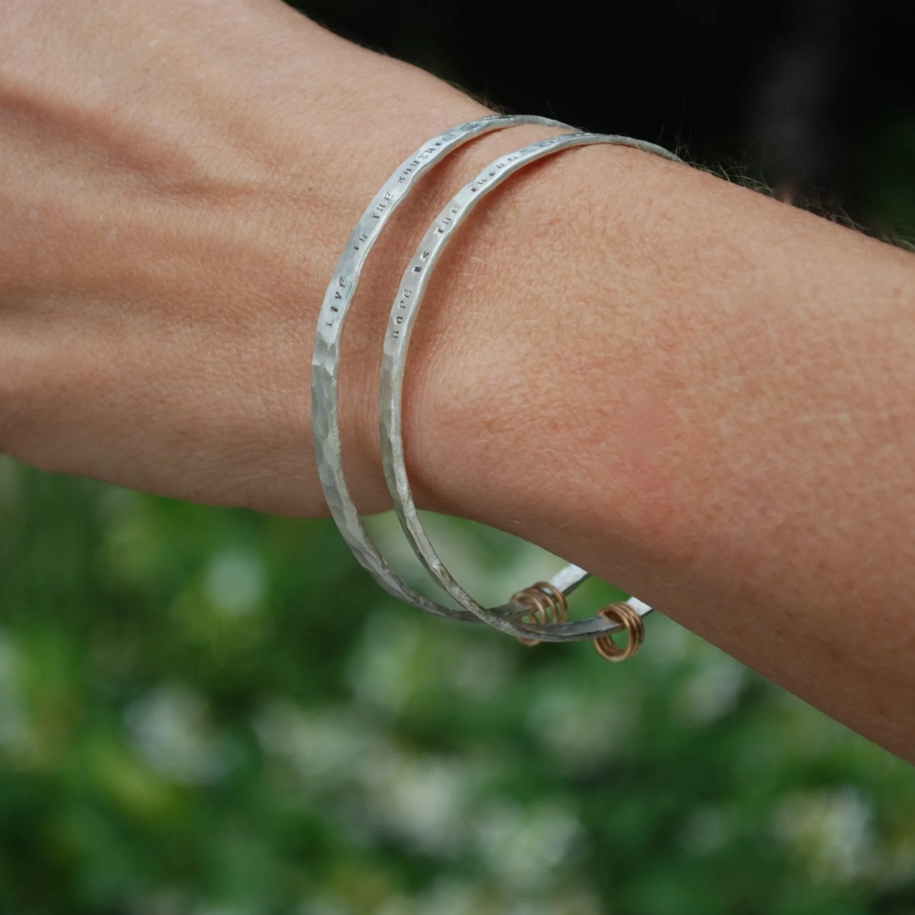"Live in the sunshine, swim the sea, drink the wild air" Ralph Waldo Emerson Quote Bangle