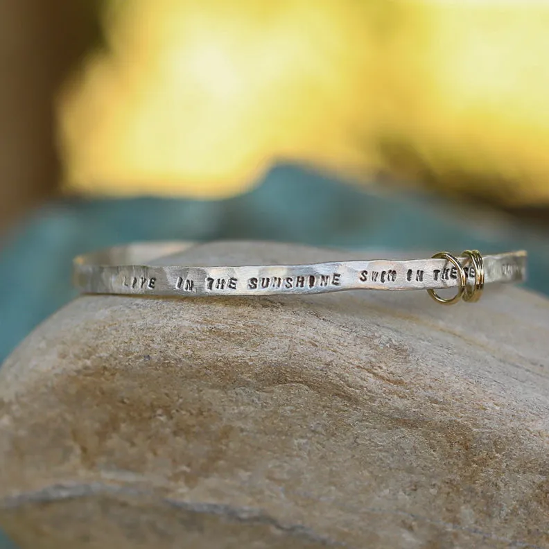 "Live in the sunshine, swim the sea, drink the wild air" Ralph Waldo Emerson Quote Bangle