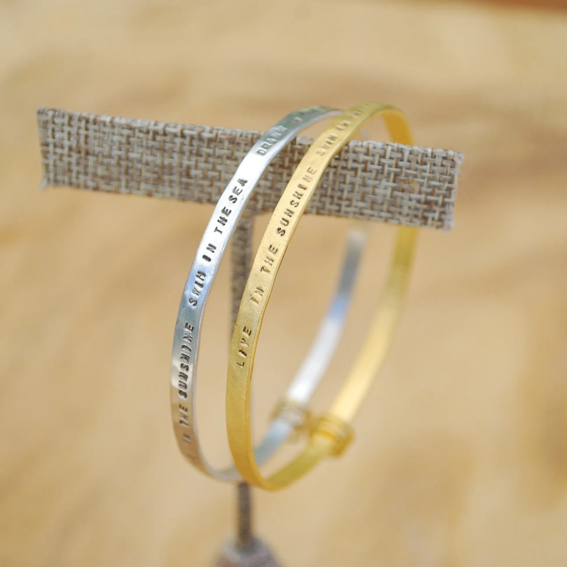 "Live in the sunshine, swim the sea, drink the wild air" Ralph Waldo Emerson Quote Bangle